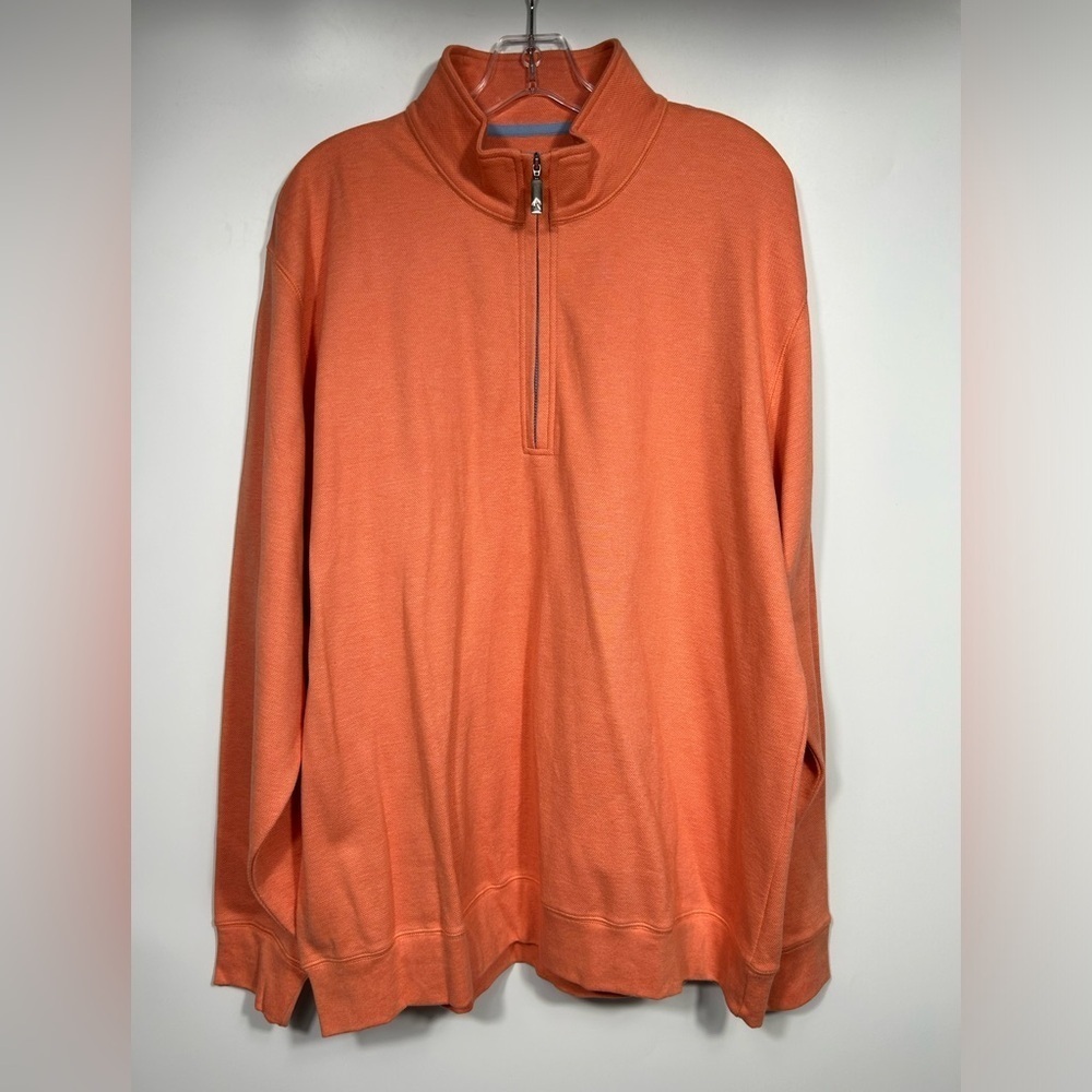 Orvis NWOT Men's Orange Quarter Zip Pullover Sweater 100% Pima Cotton Size XL